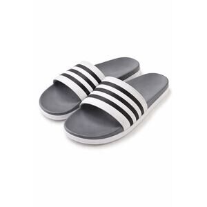 Adidas Adilette Comfort Slide Sandals Men’s Size 14 White Gray Black 3 Stripe
